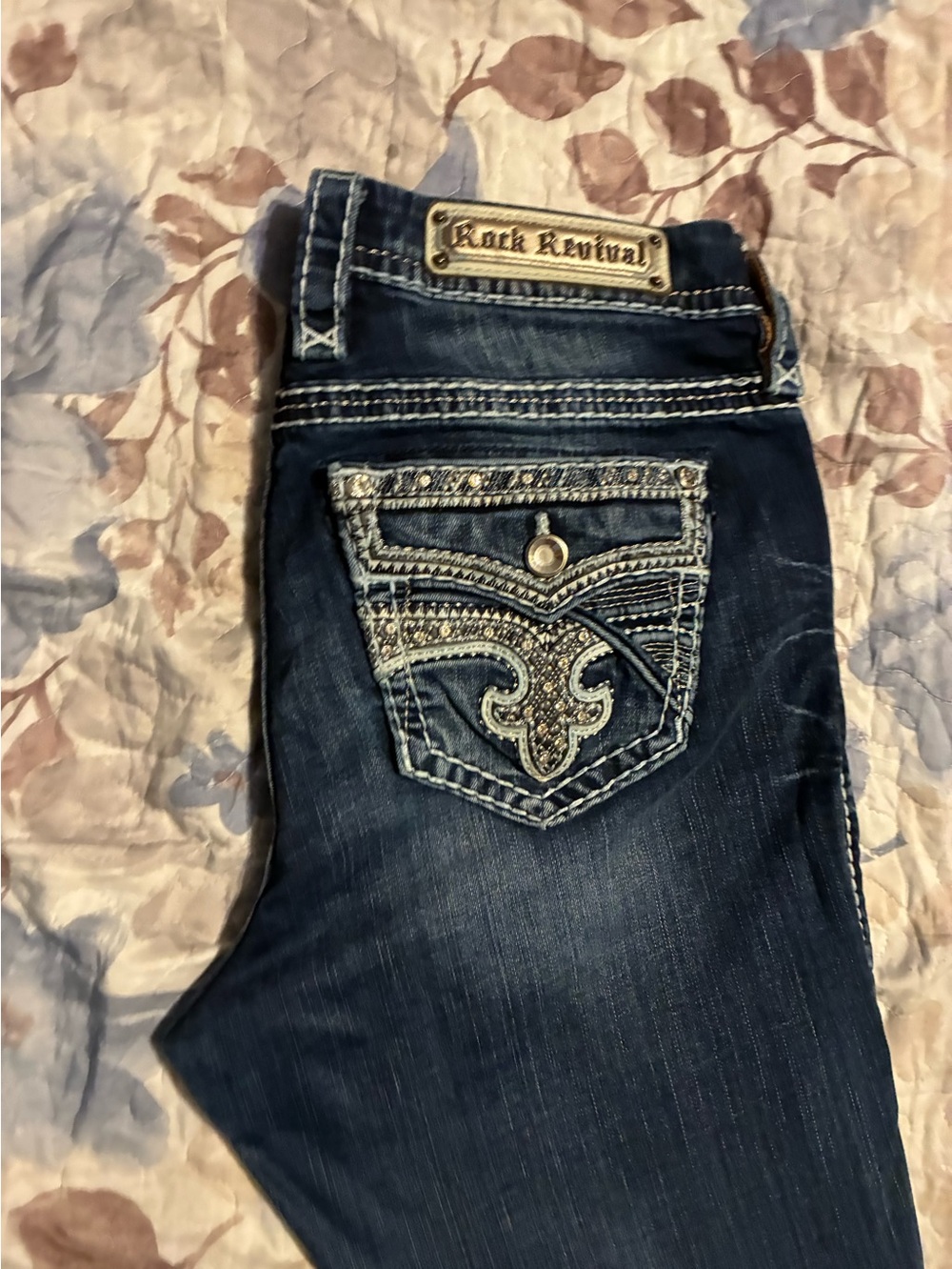 Rock Revival Indigo Bootcut Jeans with Embellished Back Pocket